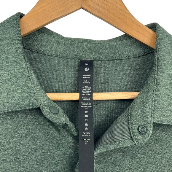 Lululemon Soft Knit Overshirt Heathered Smoked Spruce Mens Size XL Snap - Picture 4 of 10